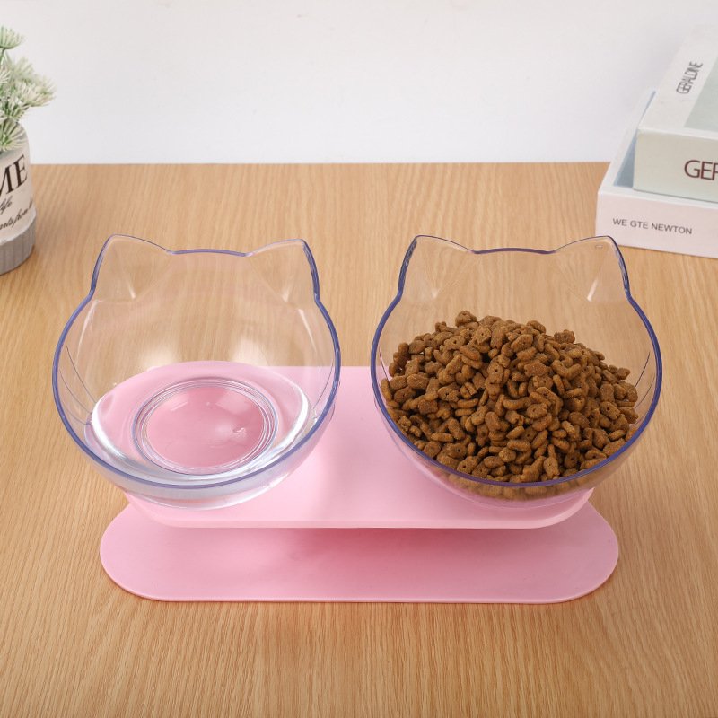 Inclined Cat Bowl – Oblique Mouth Design, Transparent PC Plastic - Image 5