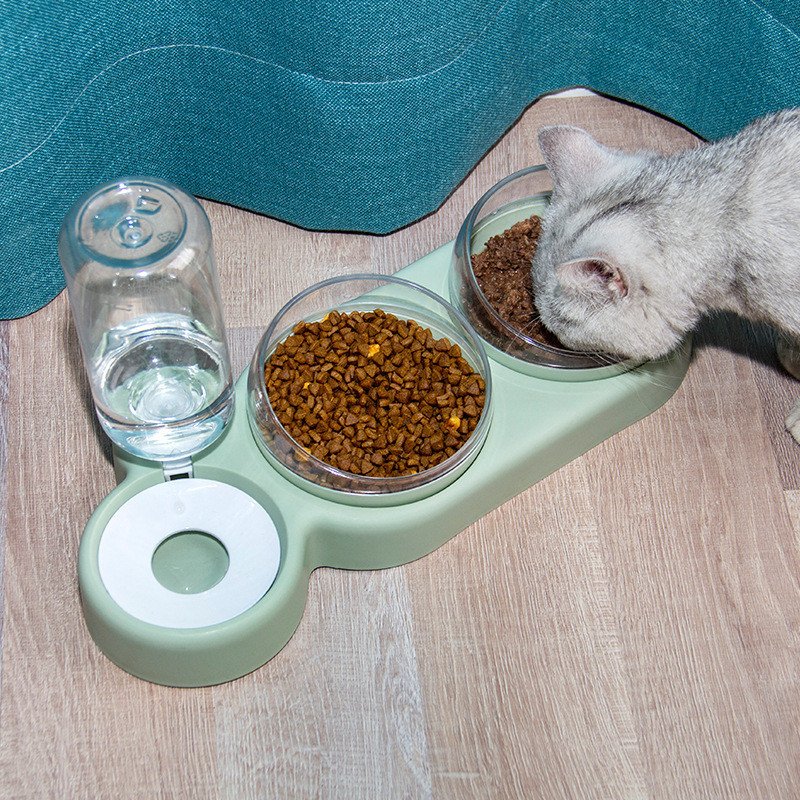 Dry Wet Separation Pet Bowl – Raised Double Bowl with Water Fountain - Image 9