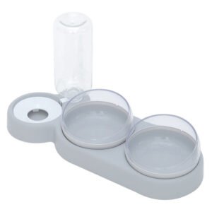 Alternative view of Dry Wet Separation Pet Bowl – Raised Double Bowl with Water Fountain