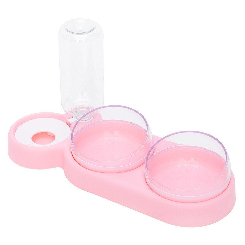 Dry Wet Separation Pet Bowl – Raised Double Bowl with Water Fountain - Image 3
