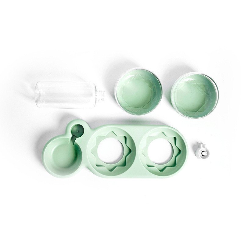 Dry Wet Separation Pet Bowl – Raised Double Bowl with Water Fountain - Image 4