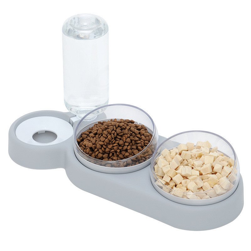 Dry Wet Separation Pet Bowl – Raised Double Bowl with Water Fountain - Image 6