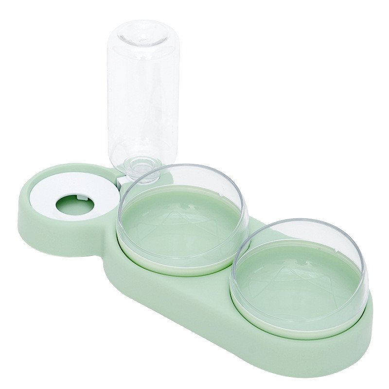 Dry Wet Separation Pet Bowl – Raised Double Bowl with Water Fountain - Image 5