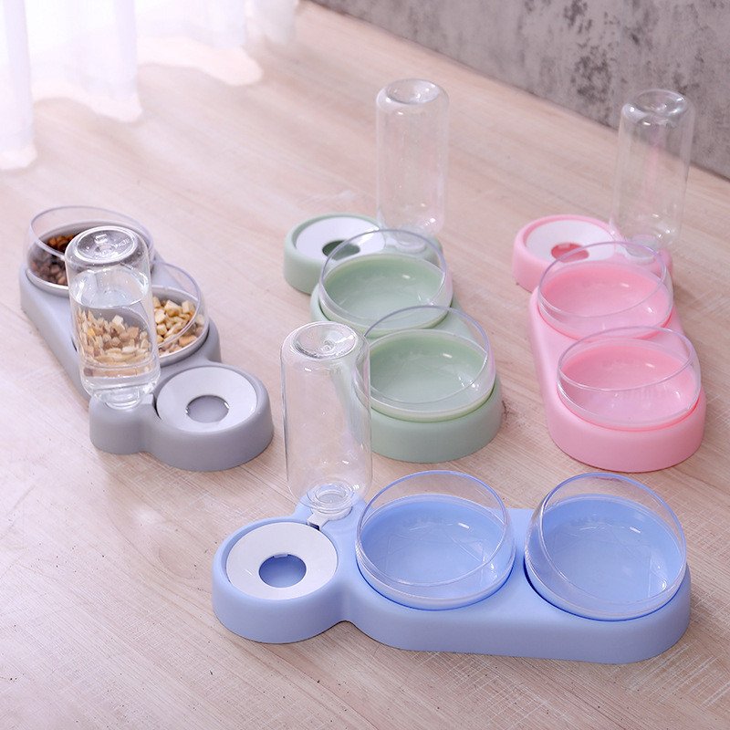 Dry Wet Separation Pet Bowl – Raised Double Bowl with Water Fountain - Image 8