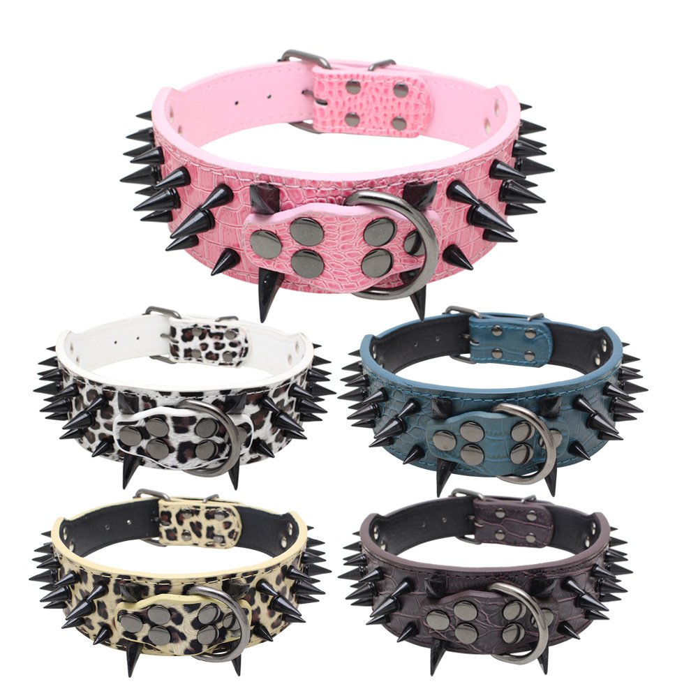 Berry Bite Resistant Dog Collar – Rivet Design, Retractable, PU - Image 5