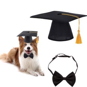 Alternative view of Pet Graduation Hat and Bow Tie Costume Set – Adjustable, Polyester
