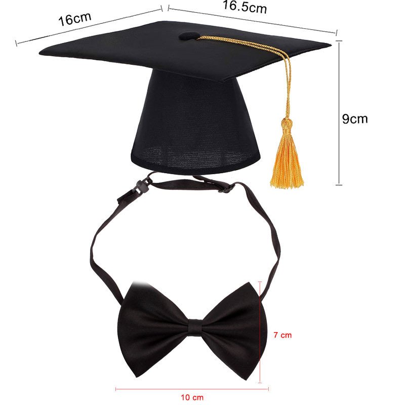 Pet Graduation Hat and Bow Tie Costume Set – Adjustable, Polyester - Image 5