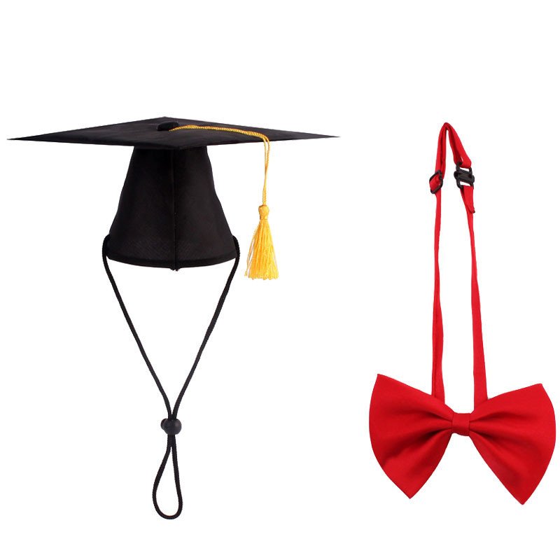 Pet Graduation Hat and Bow Tie Costume Set – Adjustable, Polyester - Image 3