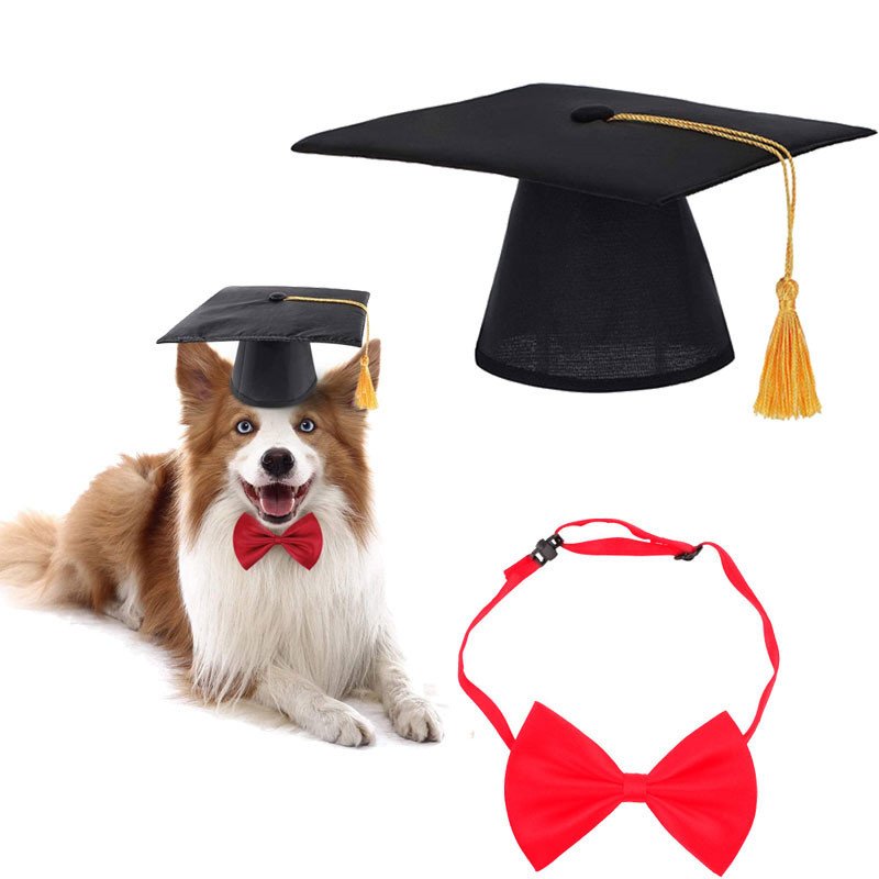Pet Graduation Hat and Bow Tie Costume Set – Adjustable, Polyester - Image 4
