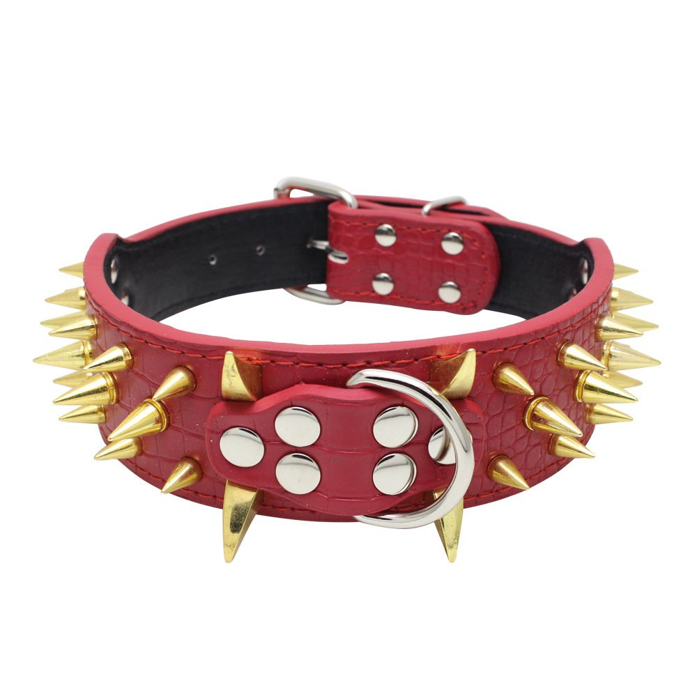 Berry Bite Resistant Dog Collar – Rivet Design, Retractable, PU - Image 10