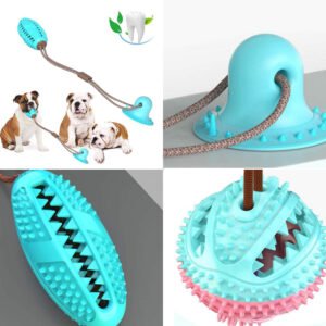 Alternative view of Suction Cup Dog Toy – Tug-of-War Ball with Tooth Cleaning Design